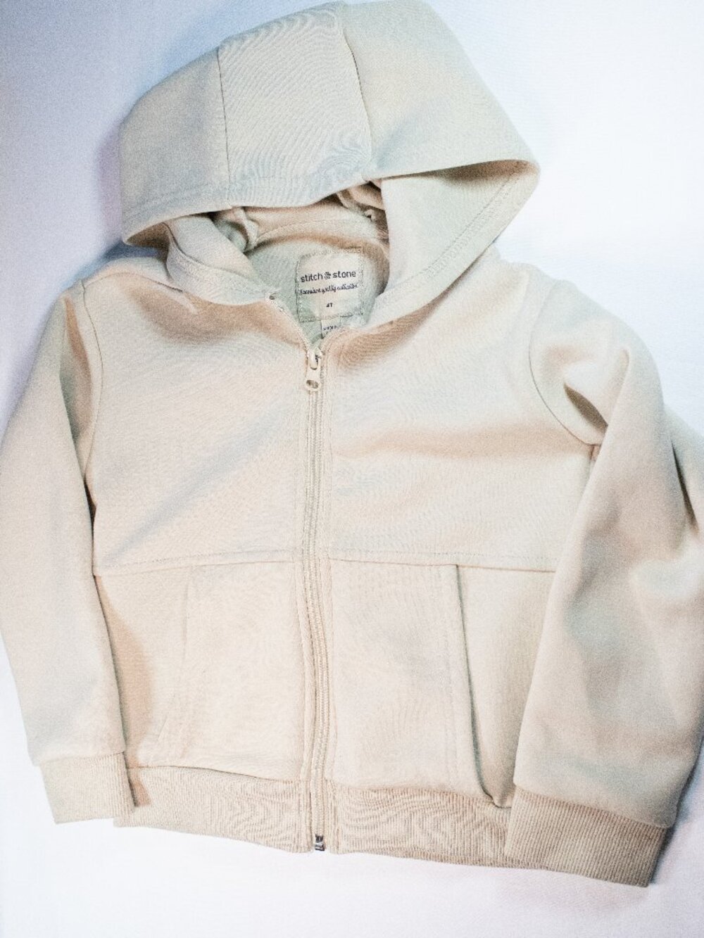 Stitch & Stone boys beige 4T full zip hooded sweatshirt